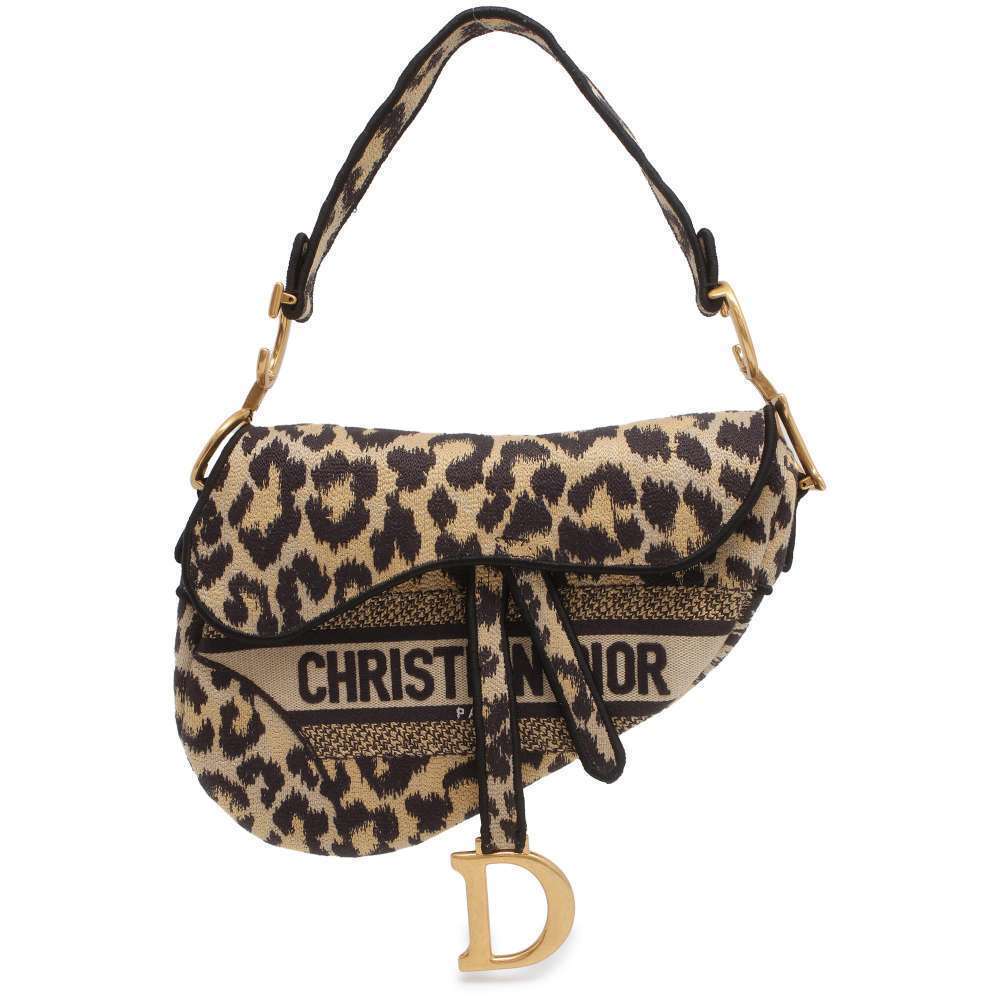 Christian Dior Saddle Bag Canvas Leopard